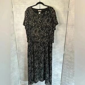 Coldwater Creek Womens  black and cream maxi dress modest great church plus size